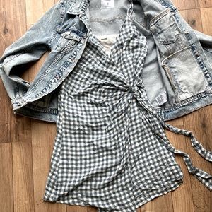 Gingham wrap dress